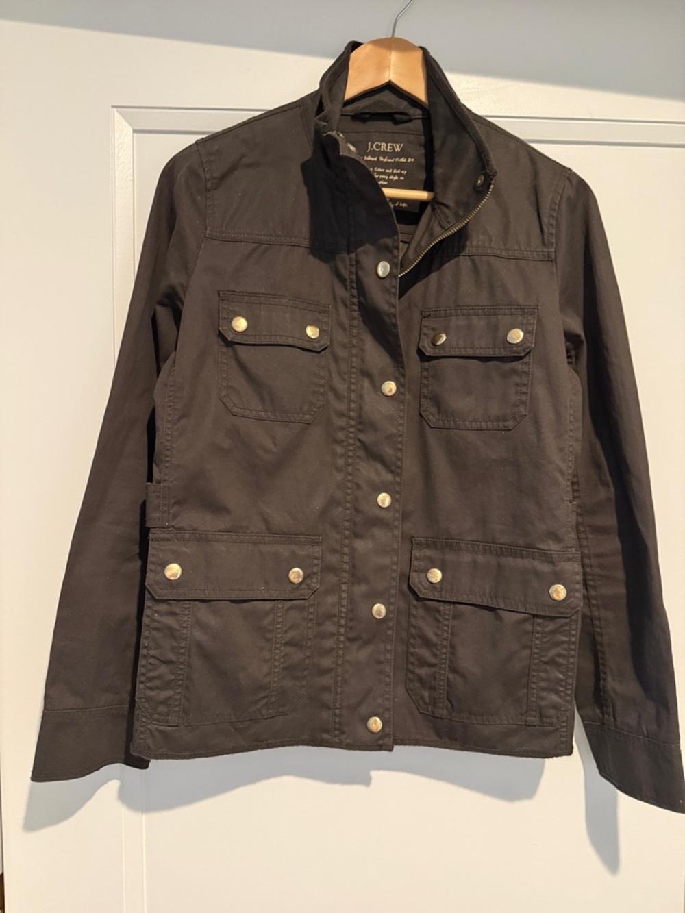 J. Crew Brown Cotton Utility Jacket with Snap Pockets
